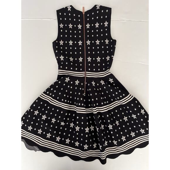 Ted Baker Mariae Sweater Dress 3 (US 8) Black Stars Jacquard Fit Flare Skater - Picture 12 of 12